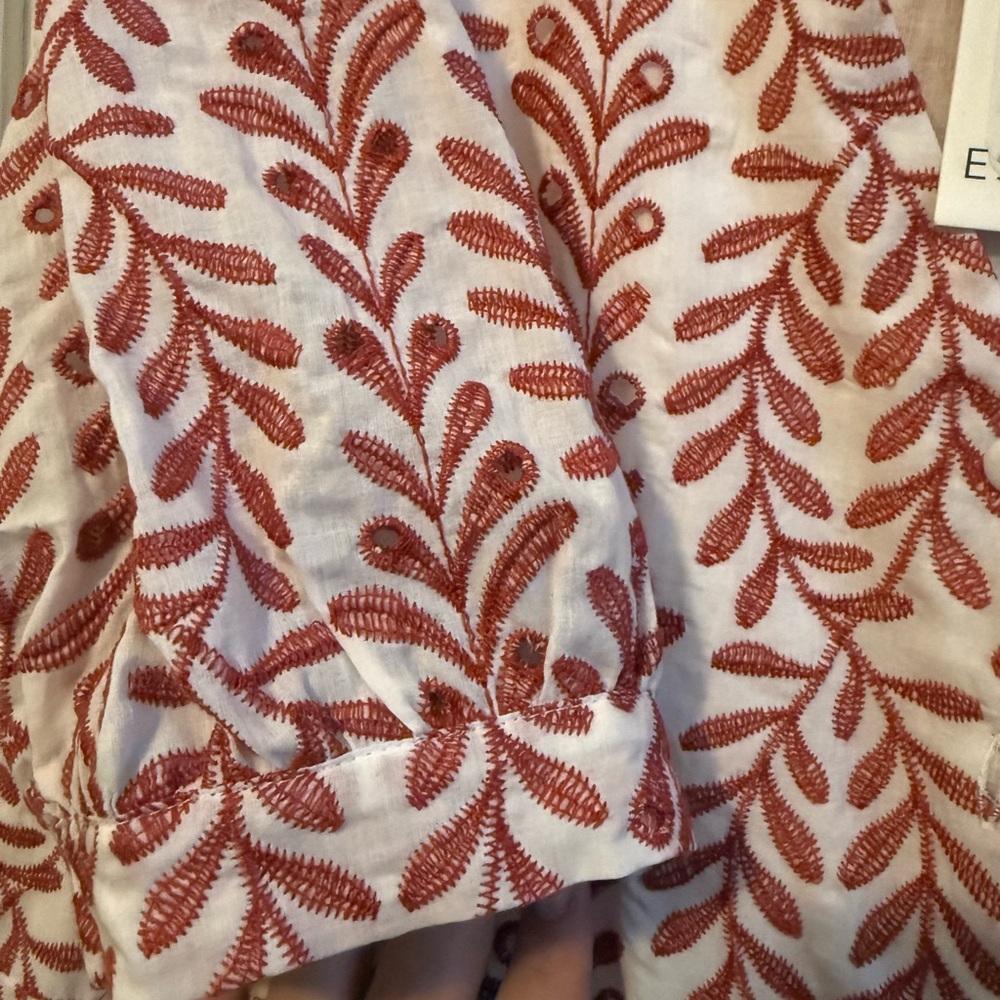 Red/Orange Leaf Pattern Short Sleeve Dress - Picture 3 of 4